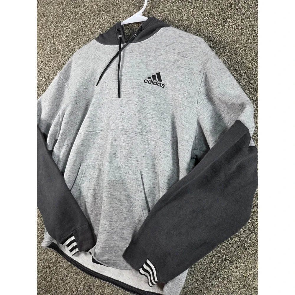 Adidas Athletic Hoodie Mens Large Grey Excellent‎ Sporty Fitness 0313